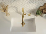 Unlacquered Brass Kitchen Faucet with Side Sprayer | Antique Style Single Hole Deck Mount Vanity Sink Mixer