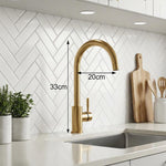 Unlacquered Brass Kitchen Faucet with Side Sprayer | Antique Style Single Hole Deck Mount Vanity Sink Mixer
