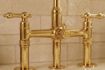 Unlacquered Brass Bridge Kitchen Faucet with Side Sprayer