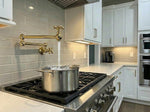 Unlacquered Solid Brass Pot Filler Faucet – Wall-Mount Kitchen Stove Faucet for Cooking & Pasta Filling