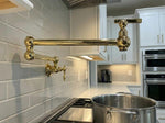Unlacquered Solid Brass Pot Filler Faucet – Wall-Mount Kitchen Stove Faucet for Cooking & Pasta Filling