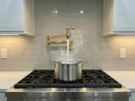 Unlacquered Solid Brass Pot Filler Faucet – Wall-Mount Kitchen Stove Faucet for Cooking & Pasta Filling