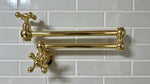 Unlacquered Solid Brass Pot Filler Faucet – Wall-Mount Kitchen Stove Faucet for Cooking & Pasta Filling