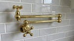Unlacquered Solid Brass Pot Filler Faucet – Wall-Mount Kitchen Stove Faucet for Cooking & Pasta Filling