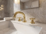 Unlacquered Brass Bathroom Sink Faucet - Deck Mount 3-Hole Widespread Faucet For Vanity