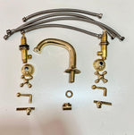 Unlacquered Brass Bathroom Sink Faucet - Deck Mount 3-Hole Widespread Faucet For Vanity