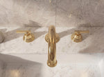 Unlacquered Brass Bathroom Sink Faucet - Deck Mount 3-Hole Widespread Faucet For Vanity