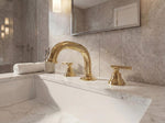 Unlacquered Brass Bathroom Sink Faucet - Deck Mount 3-Hole Widespread Faucet For Vanity
