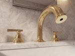 Unlacquered Brass Bathroom Sink Faucet - Deck Mount 3-Hole Widespread Faucet For Vanity