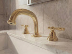 Unlacquered Brass Bathroom Sink Faucet - Deck Mount 3-Hole Widespread Faucet For Vanity