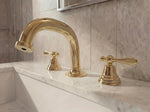 Unlacquered Brass Bathroom Sink Faucet - Deck Mount 3-Hole Widespread Faucet For Vanity