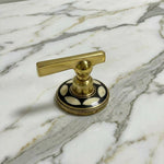Handmade Unlacquered Brass Bathroom 3-Hole Widespread Faucet | Resin & Bone Inlay Vintage Sink Tap