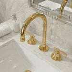 Handcrafted Solid Brass Vintage Bathroom Faucet – 3-Hole Widespread Sink Tap