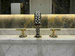 Handcrafted Unlacquered Brass Widespread Faucet with Resin & Bone Inlay – Luxury Vintage Bathroom Tap