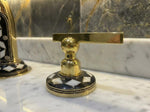 Handcrafted Unlacquered Brass Widespread Faucet with Resin & Bone Inlay – Luxury Vintage Bathroom Tap