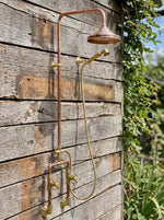 Unlacquered Solid Copper Outdoor Shower System with Copper Showerhead