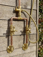 Unlacquered Solid Copper Outdoor Shower System with Copper Showerhead