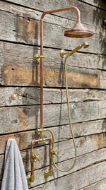 Unlacquered Solid Copper Outdoor Shower System with Copper Showerhead