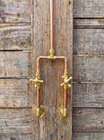 Unlacquered Solid Copper Shower System with Copper Shower Head – Handcrafted Rustic Outdoor Garden Shower Set