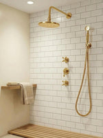Unlacquered Solid Brass Shower System – Rainfall Head, Handheld Shower Set - Luxury Brass Bathroom Fixtures