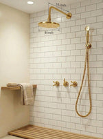 Unlacquered Solid Brass Shower System – Rainfall Head, Handheld Shower Set - Luxury Brass Bathroom Fixtures