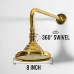 Unlacquered Solid Brass Shower System – Rainfall Head, Handheld Shower Set - Luxury Brass Bathroom Fixtures