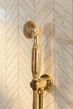 Unlacquered Solid Brass Shower System with Rain Shower Head and Handheld Shower – Luxury Bathroom Rainfall Shower Set