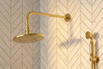 Unlacquered Solid Brass Shower System with Rain Shower Head and Handheld Shower – Luxury Bathroom Rainfall Shower Set