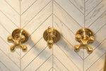 Unlacquered Solid Brass Shower System with Rain Shower Head and Handheld Shower – Luxury Bathroom Rainfall Shower Set