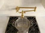 Unlacquered Brass Pot Filler – Solid Brass Wall-Mount Kitchen Faucet for Stove, Pasta, & Vintage Kitchens