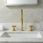 Unlacquered Brass Bathroom Faucet: Widespread 3 Hole Sink Fixtures - Deck Mount Vanity Faucet
