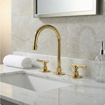 Unlacquered Brass Bathroom Faucet: Widespread 3 Hole Sink Fixtures - Deck Mount Vanity Faucet