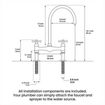 Unlacquered Brass Bridge Kitchen Faucet, Gooseneck Spout, Side Sprayer